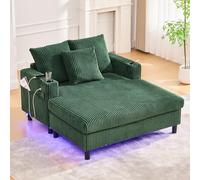 Yihomfy Canapé Compressé, Canapé inclinable sans Dossier en Velours côtelé Chaise Longue avec Porte-gobelets, Grand Canapé-lit Confortable avec Assise Profonde et 3 Coussins pour Salon,Orange