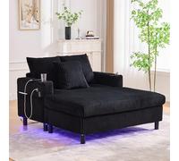 Yihomfy Canapé Compressé, Canapé inclinable sans Dossier en Velours côtelé Chaise Longue avec Porte-gobelets, Grand Canapé-lit Confortable avec Assise Profonde et 3 Coussins pour Salon,Orange