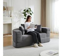 Yihomfy Canapé Convertible 2-en-1 Modulable, Canapé Compressé Demi-Circulaire, Lit Rond en Velours Côtelé, avec Poche de Rangement, pour Petit Appartement et Salon (Gris)