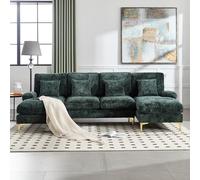 Yihomfy Canapé Convertible 4 Places, 272x134x88 cm Canapé d'angle Convertible, Canapé Modulable en U, Boneless Cloud Couch, avec 4 Coussins, Chenille, pour Salon, Chambre à Coucher, Bureau (Vert)