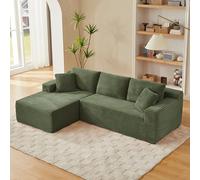 Yihomfy Canapé d'angle 252cm, Canapé Compressé en L avec Méridienne et 5 Coussins, Canapé Modulable 3 Places en Velours côtelé, Canapé Cloud-Assise Profonde, pour Salon