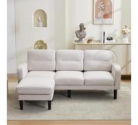 Yihomfy Canapé d'angle 3 Places en L avec Pouf Amovible, Canape Module avec Poche latérale, Design Moderne, éponge Haute Résilience, Cadre en Bois, pour Salon, Bureau et Petit Appartement, Beige-A