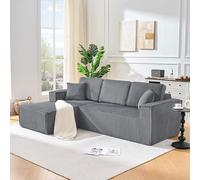 Yihomfy Canapé d'angle, Canapé Compressé en L avec Méridienne et 2 Coussins, Canapé 3 Places Modulable en Velours côtelé, Canapé Cloud-Assise Profonde, pour Salon et Appartement