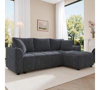 Yihomfy Canapé d'angle,Canape Dangle Convertible avec méridienne en Forme de L,canapé désossé modulaire Moderne avec 2 Coussin,canapé 3 Places en Chenille pour Le Salon,la Chambre à Coucher (Gray)
