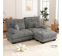 Yihomfy Canapé d'angle Cloud pour Salon, 220cm Canapé 2 Places et 1 Pouf, Canapé Modulable en Chenille, Structure en Bois Massif, Configuration Libre Canapés