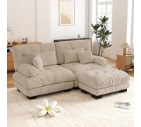 Yihomfy Canapé d'angle Cloud pour Salon, 220cm Canapé 2 Places et 1 Pouf, Canapé Modulable en Chenille, Structure en Bois Massif, Configuration Libre Canapés