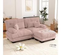 Yihomfy Canapé d'angle Cloud pour Salon, 220cm Canapé 2 Places et 1 Pouf, Canapé Modulable en Chenille, Structure en Bois Massif, Configuration Libre Canapés