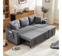 Yihomfy Canape Dangle Convertible, 3 en 1 Canapé-lit Canapé Convertible avec Rangement et Méridienne Réversible,Poche Latérale,Canape Convertible 3 Places Canapé Lit,Canapé en L,Gris foncé