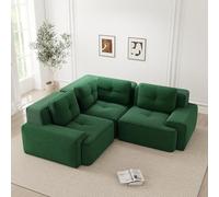 Yihomfy Canapé d'angle Convertible avec Pouf,177 cm Canape d'angle Modulable en L,Grand Canapé Convertible Cloud,Canapé 3 Places Compressée,Canape Nuage Canape Modulable,Assise Extra Profonde,Vert