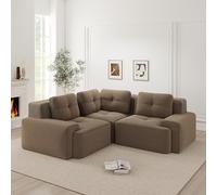 Yihomfy Canapé d'angle Convertible avec Pouf,177 cm Canape d'angle Modulable en L,Grand Canapé Convertible Cloud,Canapé 3 Places Compressée,Canape Nuage Canape Modulable,Assise Extra Profonde,Brown