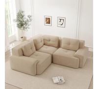 Yihomfy Canapé d'angle Convertible avec Pouf,177 cm Canape d'angle Modulable en L,Grand Canapé Convertible Cloud,Canapé 3 Places Compressée,Canape Nuage Canape Modulable,Assise Extra Profonde,Beige