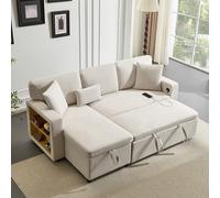 Yihomfy Canape Dangle Convertible, Canapé Convertible avec Rangement et Méridienne Réversible,Poche Latérale, Multifonctionnel Canape Convertible 3 Places Canapé Lit (P-Gris Clair USB)