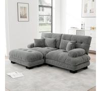 Yihomfy canapé d'angle modulable 3 Places,canapé Convertible, Cloud Canapé surdimensionné de 330 cm, Grand canapé d'angle en Forme de L pour Salon, canapés Nuage en Chenille avec Pouf, Coussins,Gris