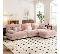 Yihomfy Canapé d'angle Modulable 313 cm en Chenille, Canapé 3 Places avec 1 Pouf, Structure Bois Massif, Configuration Libre Forme en L, Cloud Canapé Moderne pour Salon et Séjour