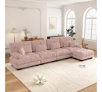 Yihomfy Canapé d'angle Modulable 406 cm en Chenille, Canapé 4 Places avec 1 Pouf, Structure Bois Massif, Configuration Libre Forme en L, Cloud Canapé Moderne pour Salon et Séjour