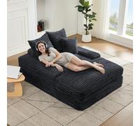 Yihomfy Canapé Lounge en Velours Côtelé, 137 x 175 cm, Méridienne et Canapé d'angle pour Salon, Canapé 2 Places, Canapé Ultra Confortable pour se détendre et S'allonger (Noir) (Gris) (Gris)