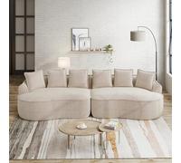 Yihomfy Canapé Modulable 4 Places,Canapé Compressé avec Coussins,Extra-Profonde et Accoudoirs Larges,Mousse Haute Densité 32D,pour Salon (Marron Clair-4)