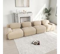 Yihomfy Canapé Modulable, Canapé Velours Cotelé, Boneless Cloud Couch, avec Accoudoirs Incurvés, Rembourrage Hautement Élastique, Aucun Assemblage Requis, pour Salon, Chambre (Beige, 4 Places)