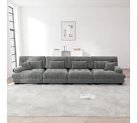 Yihomfy Canapé Modulable Moderne Cloud avec Pouf,Canapé d'angle 2/3/4/5 Places en Chenille avec Assise Profonde et Coussins,Idéal pour Le Salon,La Chambre ou Un Appartement (Gris, 4 Places)