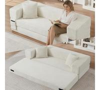 Yihomfy Canapé sans Cadre, canapé-lit Convertible, canapé Style Tatami, idéal pour Le Salon, la Chambre et l'appartement, canapé Pliant (Blanc-A)