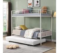 Yihomfy Lit Superposé avec Lit gigogne,Lit Superposé 2 Places 90x190cm,Lit avec Échelle de Sécurité,Convertible en 3 lit Simple, Lit superposé sans Matelas,pour Fille et Garçon(Blanc)