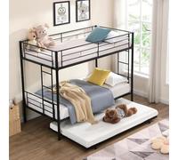 Yihomfy Lit Superposé avec Lit gigogne, Lit Superposé 90x190 2 Places, Lit avec Échelle de Sécurité, Convertible en 3 lit Simple, Lit superposé sans Matelas, pour Fille et Garçon(Noir)