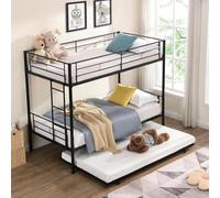 Yihomfy Lit Superposé avec Lit gigogne, Lit-Superposé 90x190 2 Places, Lit avec Échelle de Sécurité, Convertible en 3 lit Simple, Litsuperposé sans Matelas, pour garçon et Fille,Noir