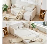 Yihomfy Petit Canapé Lit Convertible 2 en 1, Matelas Pliant 2 Places avec Poche de Rangement Latérale et Accoudoirs, Canapé-lit Futon Dépliable pour Salon, Aucun Montage Requis