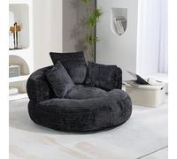 Yihomfy Pouf Salon & Chambre en Velours Côtelé,Canapé Pouf,Fauteuil Pouf Cocooning, Fauteuil Pouf Lazy Sofa Durable Comfort Lounger à Dossier Haut avec Trois Coussins,Fauteuil Bubble,Noir