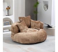 Yihomfy Pouf Salon & Chambre en Velours Côtelé,Canapé Pouf,Fauteuil Pouf Cocooning, Fauteuil Pouf Lazy Sofa Durable Comfort Lounger à Dossier Haut avec Trois Coussins,Fauteuil Bubble,Café