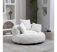 Yihomfy Pouf Salon & Chambre en Velours Côtelé,Canapé Pouf,Fauteuil Pouf Cocooning, Fauteuil Pouf Lazy Sofa Durable Comfort Lounger à Dossier Haut avec Trois Coussins,Fauteuil Bubble,Beige