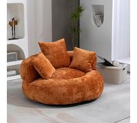 Yihomfy Pouf Salon & Chambre en Velours Côtelé,Canapé Pouf,Fauteuil Pouf Cocooning, Fauteuil Pouf Lazy Sofa Durable Comfort Lounger à Dossier Haut avec Trois Coussins,Fauteuil Bubble,Orange