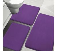 YIHOUSE Lot de 3 tapis de salle de bain en mousse à mémoire de forme, antidérapants, super absorbants, doux, lavables en machine, pour évier, baignoire, douche et toilettes, violet