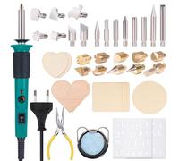 YIHUA 930-IV Outil de stylo pyrogravure Kit de stylo à bois avec 25 embouts de combustion du bois 10 bois de pyrogravure 1 pince(prise UE)