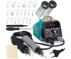 YIHUA 939D-VI Kit de gravure sur bois à double stylo avec affichage numérique avec 20 pointes de fil, stylo pyrograveur détachable, 2 pièces en bois, outil de pirogravure et fer à marquer pour le bois