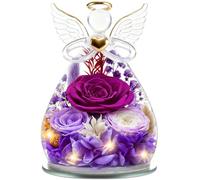 YiHuaHua Roses Eternelles, Cadeau Femme Roses Préservées dans des Figurines d'ange en Verre, Cadeau Noel Anges de Fleurs pour Maman Grand-mère, Cadeau Mamie