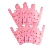 YIHUANYIFA Lot de 100 grands sacs de courses en plastique motif fraise rose 32 x 52,1 cm pour épicerie, restaurant, supérette, petite entreprise
