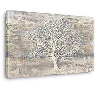 Yihui Arts Art mural abstrait paysage : Lonely Beautiful Winter Light White Tree Picture Prints on Wrapped Gray Canvas One Panel for Home Modern Decor