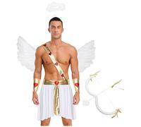 Yihuimin Adulte Déguisement Ange Homme Costume Cupidon Ange Ailes Saint Valentin Fête Halloween Cosplay Déguisement Noir Blanc XXL