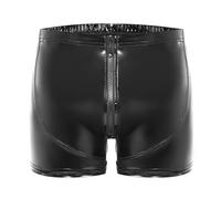 Yihuimin Boxer Cuir Homme érotique Sexy Lingerie Pantalon Court Boxer Briefs Mini Short en Latex String sous Vetement Underwear S-3XL Type C Noir M