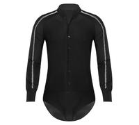 Yihuimin Chemise Danse Latine Homme Justaucorps Gymnastique Body Gym Jazz Tango Dancewear Spectacle S-XXL Noir XL