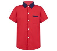 Yihuimin Chemise Manche Courte à Revers Enfant Garçon Uniforme Scolaire T-Shirt Couleur Unie 3-16 Ans Rouge 11-12 Ans