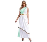 Yihuimin Costume de Déesse Grecque Antique Pour Femme Epaule Dénudée Robe Antiquité Déguisement Toge Romaine Grec Halloween Carnaval Fête Menthe verte S