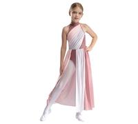Yihuimin Enfant Fille Robe Danse Lyrique Contemporaine sans Manches Justaucorps Gymnastique Costume Dancewear 5-16 Ans Rose poussiéreux 13-14 Ans