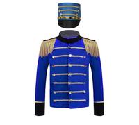 Yihuimin Enfant Unisexe Ensemble Veste Majorette avec Chapeau Déguisement Costume Cirque Garde Royale Carnaval Bleu royal 13-14 ans