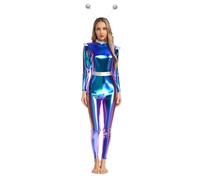 Yihuimin Femme Space Alien Robot Cosplay Outfit Rave Outfits Costume D'Astronaute Pour Adultes Soirée Thème S'Habiller Halloween Party Bleu Bleu M