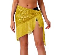Yihuimin Foulards De Hanche Danse du Ventre Franges À Paillettes Flamenco Latin Danse Espagnole Jupe À Lacets Triangle Jaune Taille Unique