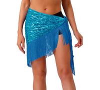 Yihuimin Foulards De Hanche Danse du Ventre Franges À Paillettes Flamenco Latin Danse Espagnole Jupe À Lacets Triangle Bleu Ciel Taille Unique