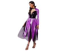 Yihuimin Halloween Robe Cosplay Octopus Sea Witch Tulle Jupon Robe Lustre Métallique Femme Couleur Contrastante Dos Découvert évidé Fête à Thème Violet S