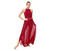 Yihuimin Robe de Danse Contemporaine Femme Justaucorps Danse Classique Tango Robe Danses Lyrique Latine Dancewear S-XL Bourgogne S
